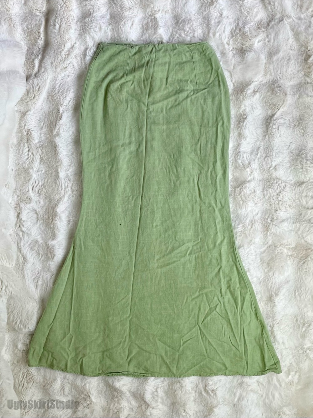 Princess Polly Light Green Linen Blend Flared Maxi Skirt US 2 Indie Whimsigoth